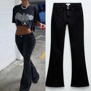 Zara Black Flare Wide Leg Jeans